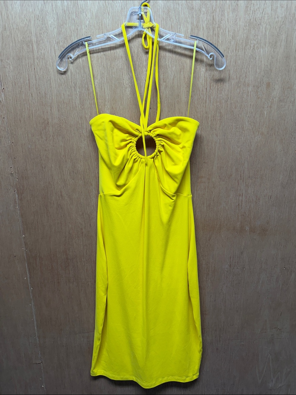 Susana Monaco Bright Yellow Mini Dress with Halter Ring